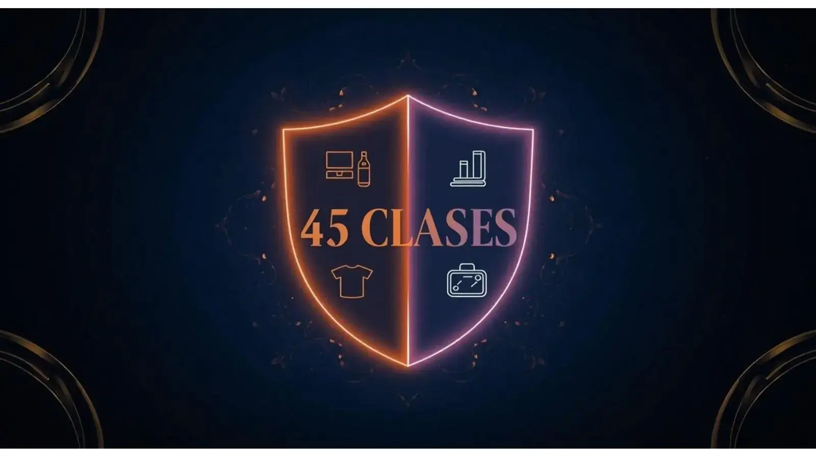 Shield showing the 45 Nice classes used for trademark registration in Mexico