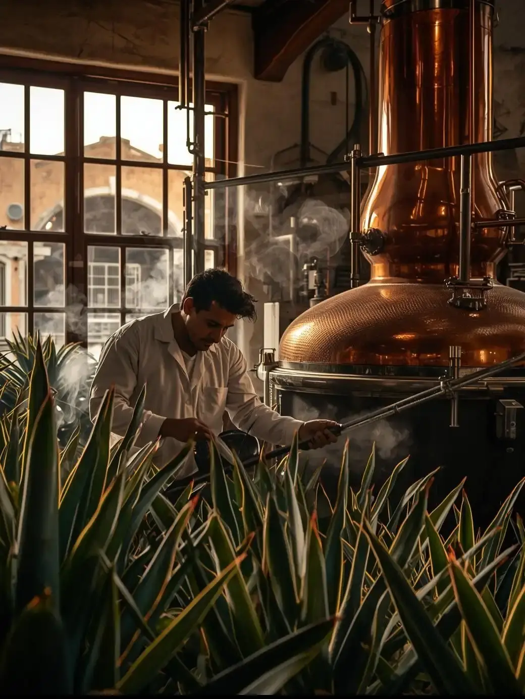Inspección de agave en destilería de tequila con Denominación de Origen