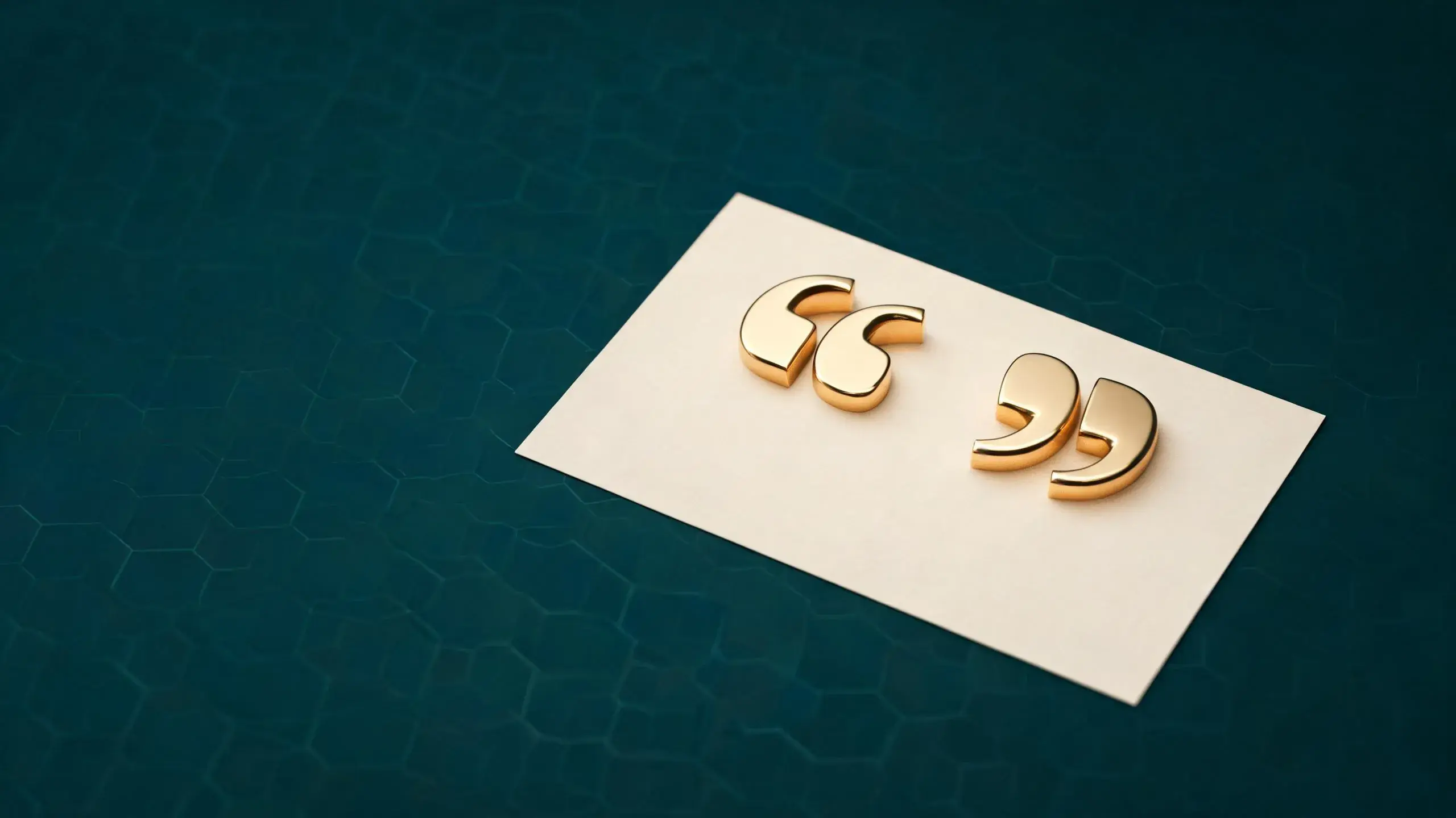 Gold quotation marks on a blank card: registering an advertising slogan in Mexico as an aviso comercial before IMPI